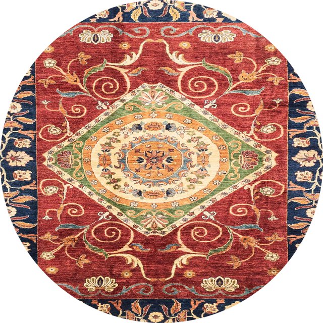 Ahgly Company Tapis d'Intérieur Ronds Abstraits Rouge Brique Feu Persans, 3 Pieds Rond