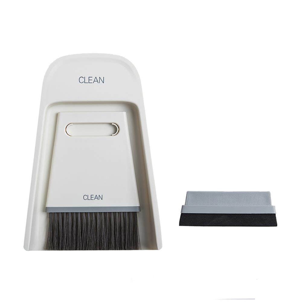 serony Mini Broom Dustpan Set Desktop EVA Portable Reusable Broom Dust Pan Tiny Dustpan Brush Set For Cleaning Table Countertop Keyboard Grey White