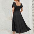 thumbnail image 4 of Robe d'Été pour Femmes 2024 Mode Grande Taille Unie Taille Haute Manches Bouffantes Robe à Taille Enveloppée Rabais de 50 % Liquidation!, 4 of 5
