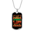 thumbnail image 1 of Girl Loves A Fireman Firefighter Stainless Steel or 18k Gold Dog Tag 24" Chain, 1 of 8
