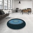 thumbnail image 4 of Ahgly Company Machine Washable Indoor Square Transitional Glacial Blue Ice Blue Area Rugs, 3' Square, 4 of 7