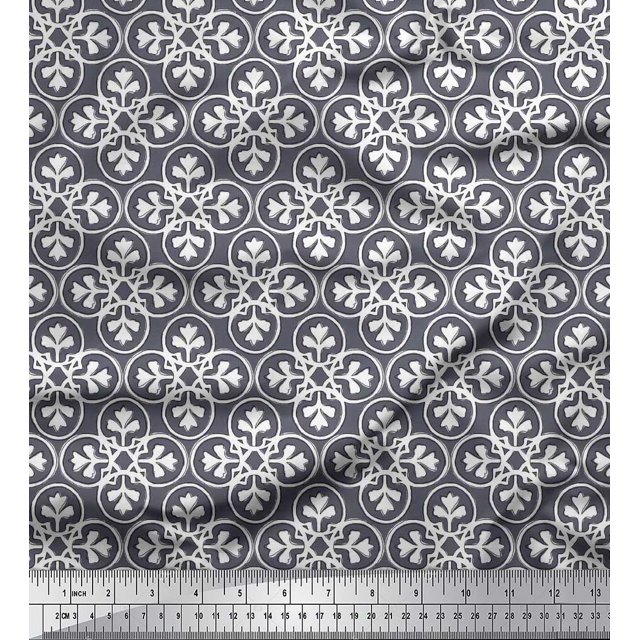 Soimoi Velvet Fabric Floral Block Printed Fabric 1 Yard 58 Inch Wide
