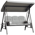 thumbnail image 1 of Outsunny Balançoire de Porche 3 Places, Chaise Balançoire avec Auvent Inclinable, Gris Pâle, 1 of 10