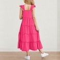 thumbnail image 3 of Diufon Robe Maxi pour Filles Été Décontractée à Manches Cap, Robe Trapèze, Ourlet à Volants, Robe Fluide pour Préados 3-13 Ans, 3 of 9
