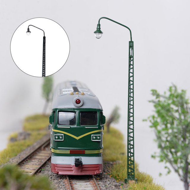 Lampadaire de Train Blanc Éclatant Modes d'Éclairage DEL Lumières de Scène Mise en Page Modèle Lampe Ferroviaire Fabrication Table Architecturale Cours Noir (Lumière Chaude)
