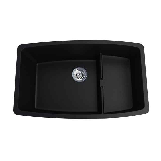 A&E Bath and Shower Hydrelia 30 In. Granite Double Bowl Kitchen Sink In Black