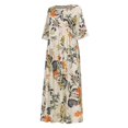 thumbnail image 5 of Robe Longue Maxi Boho Décontractée en Coton et Lin à Manches 3/11 à Fleurs pour Femmes, 5 of 5