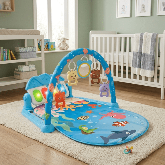 LivinVeluris Baby Deluxe 2-en-1 Tapis d'Entraînement Piano et d'Activités pour le Temps sur le Ventre, Nouveau-Nés et Nourrissons