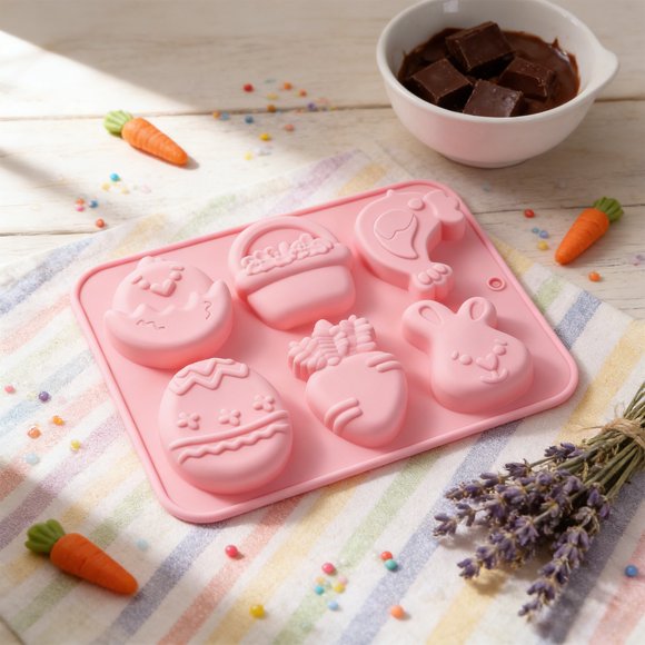 CaiYueKe Easter Egg Bunny Chick Chocolate Silicone Mold Flexible Non-Stick Baking Tool for Jelly Pudding Soap Cake Decorating Reusable Candy Molds Baking Supplies
