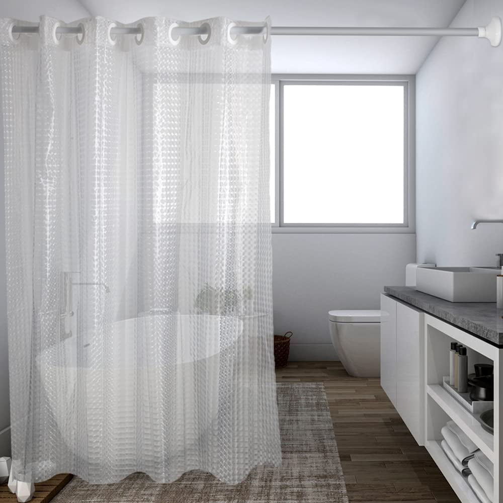 Goodears Plastic Shower Curtain, 3D Crystal Hook Free Waterproof Long Shower Curtain Liner Washable PEVA for Bathroom Hotel Spa,70x78 inch