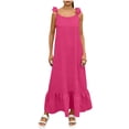 thumbnail image 3 of Sentmoon Robe de Plage Vacances Sans Manches Col Rond Longue Robe Été Couleur Unie Dos Ouvert Coupe Régulière Robes Soleil pour Femmes Agréable pour l'Été et Temps Chaud TTG, 3 of 8