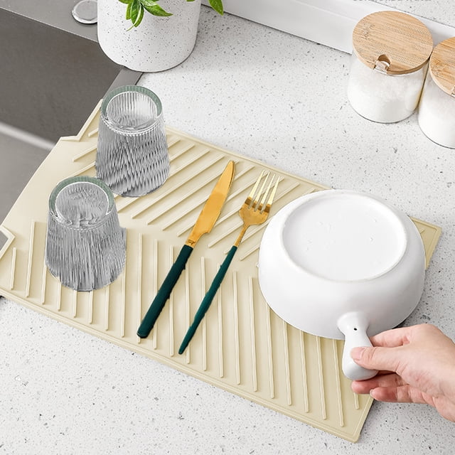 Dvkptbk Draining Board Mat Folding Draining Mat Large Draining Pad Drainer Mat Pot Mat Dishwasher Safe Trivet Mat