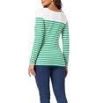 thumbnail image 3 of INSPIRE CHIC Blouse pour Femme à Rayures à Blocs de Couleur à Manches Longues T-Shirt Décontracté L Blanc Vert, 3 of 6