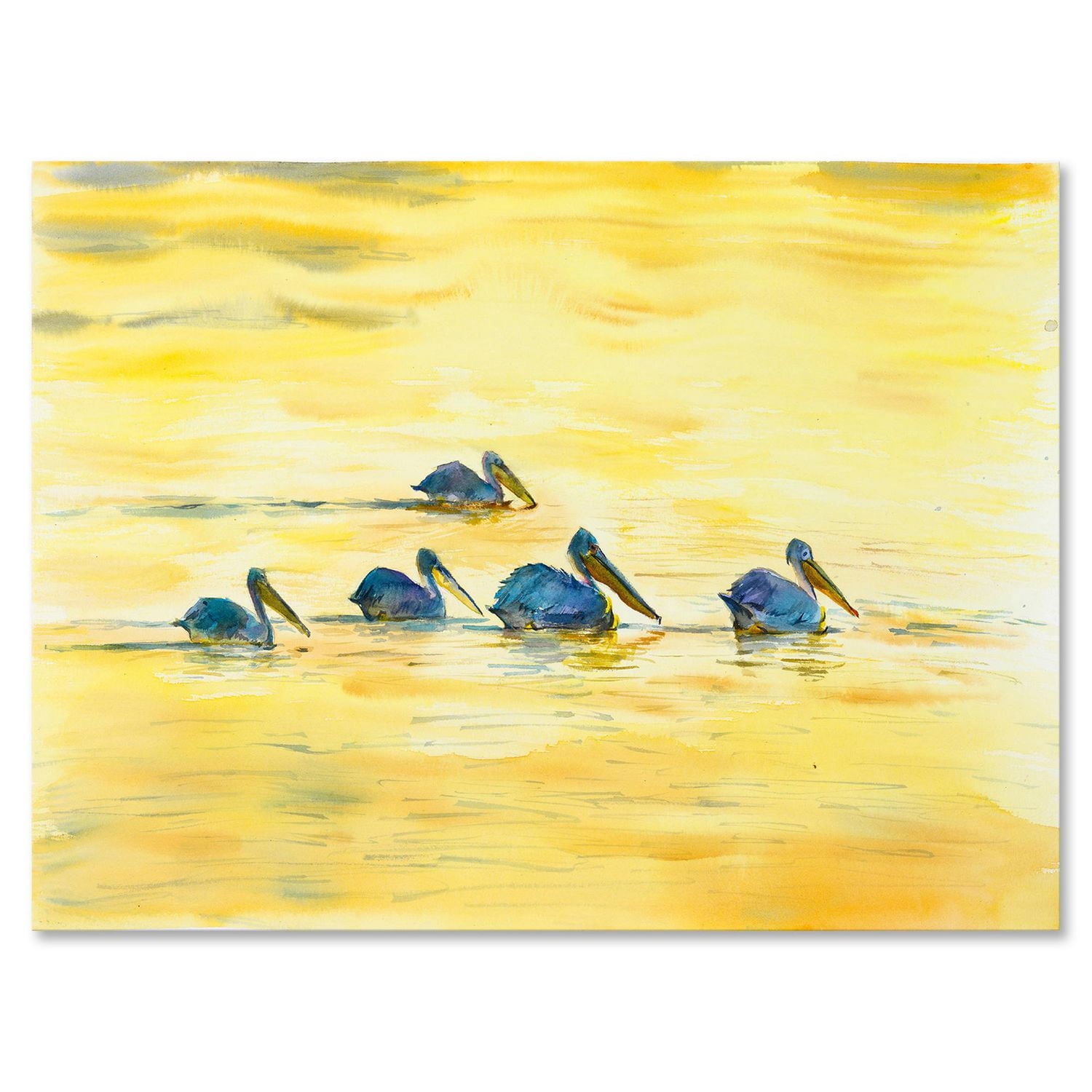 Designart Pélicans sur le fleuve Jaune Art mural sur toile