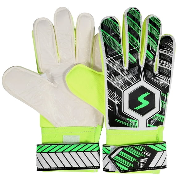 Kids Soccer Goalie Gloves 5/6/7 Size Latex Children Football Goalkeeper Gloves with Adjustable Wrist Strap Anti-Slip