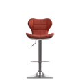 thumbnail image 4 of CorLiving Remi Modern Faux Leather Square Tufted Adjustable Swivel Indoor Bar Stools, Red (Set of 2), 4 of 7