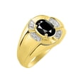 thumbnail image 4 of RYLOS 14K Yellow Gold Ring 8X6MM Oval Gemstone & Diamond Unisex Rings Onyx October Birthstone Ring Size 9, 4 of 7