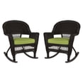 thumbnail image 1 of Pemberly Row Rocker Wicker Chair in Espresso with Green Cushion (Set of 2), 1 of 1