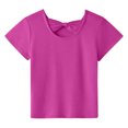 thumbnail image 3 of Girls Bow Back T Shirts Kids Ribbed Crew Neck Short Sleeve Tops Summer Trendy Tees, 3 of 7