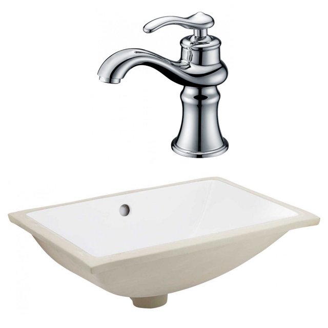 20.75-in. W CSA Rectangle Bathroom Undermount Sink Set In White - Chrome Hardware AI-23093