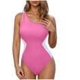 thumbnail image 1 of Diufon Women's Swimsuit Trendy Color Block Single Shoulder Backless Bathing Suits Summer Beach Sport Swimwear, 1 of 5
