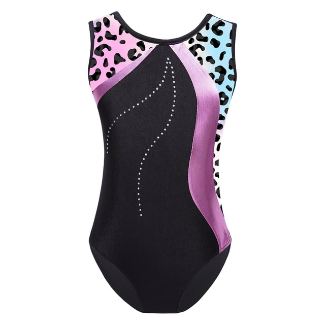 LiiYii Shiny Gymnastic Leotards For Girls Modern Ballet Dance Performance One Piece Outfit Pink Leopard 4