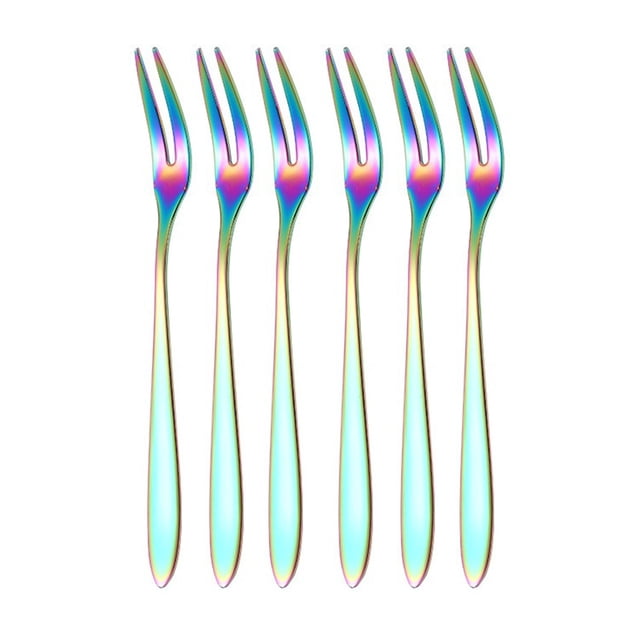 6Pcs Stainless Steel Fruit Forks Mini Food Pick Cake Desserts Sushi Snack Sticks