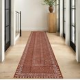 thumbnail image 2 of Casavani Handblock Printed Cotton Hallway Stair Runner Rug Home Decor Kilim Rug, Brown 3x10 feet, 2 of 7