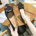 thumbnail image 3 of Women Girls Solid Big Size Slip On Flat Shallow Comfort Casual Single Shoes, 3 of 9