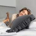 thumbnail image 3 of PiccoCasa 2 Pcs 100% Cotton Ruffled Pillowcases Soft with Envelope Dark Gray Queen, 3 of 7