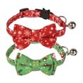 thumbnail image 2 of Lot de 2/ensemble Collier pour Chat à Dégagement Rapide avec Mignon Nœud Papillon et Clochette à Carreaux Fleur pour Minou Sécurité Ajustable, 2 of 9