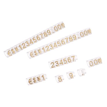 Uxcell Adjustable Mini Cube Price Tag Display Number Gold on Clear 3.3x5.6mm 14Pcs