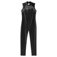 thumbnail image 4 of Jizyo Kids Girls Dance Unitard Sleeveless Full Body Jumpsuit Rhinestone Rompers One Piece Ballet Dance Leotard Black 8, 4 of 6
