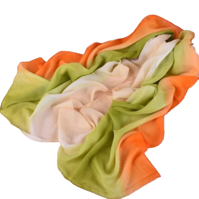 Opolski Scarf Stylish Gradient Color Soft Material Women Long Chiffon Shawl for Beach