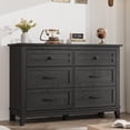 thumbnail image 1 of BeesClover Commode 6 Tiroirs pour Chambre, Commode à Tiroirs de 47 Po de Large avec Rangement Autoportante, Coffre de Rangement en Bois pour Salon, Chambre, Entrée, 1 of 7
