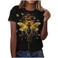 thumbnail image 1 of Pisexur Hauts d'Été pour Femmes, Hauts pour Dames, Hauts pour Femmes, Haut Décontracté à la Mode pour Femme à Enfiler Imprimé à Manches Courtes et Col Rond Multicolore, G, 1 of 2