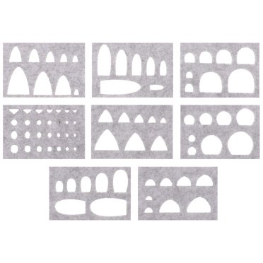 SHISUYAN Wool Felt Molds, Needle Felting Appliques Diy Craft Stencil Mold Gray Felt Template Kit Hand Embroidery Stencil Tools For Beginner Kids 8pcs