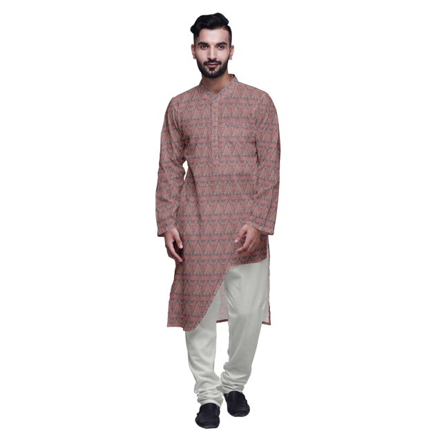 Atasi Printed Casual Asymmetric Kurta Pyjama For Men Designer Long Kurta Set