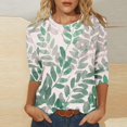 thumbnail image 1 of Jsaierl Automne Manches 3/4 Hauts pour Femmes Décontractés Col Rond Chemises Mode Imprimées T-Shirts Confortables Légers 2024 Blouses pour Dames, 1 of 5