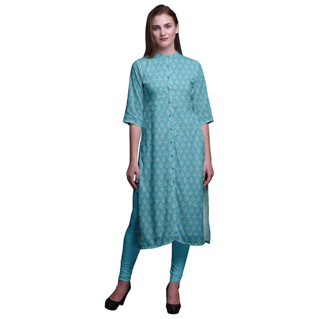 Bimba Kurta Longue Droite pour Femmes Coupe Régulière Tunique Kurti Décontractée Moyen