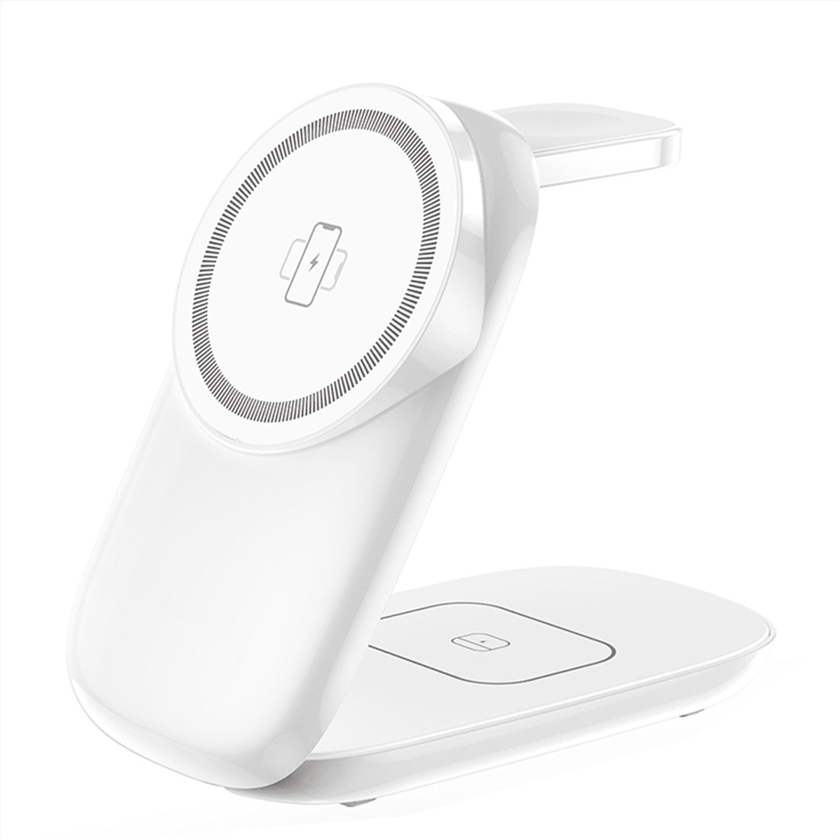 The Wireless Charger is Foldable, Mini and Portable Supporting 15W Fast Charging for Mobile Phones White