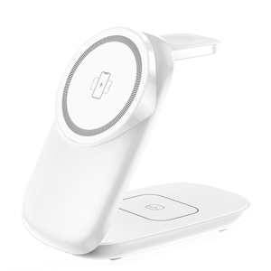 The Wireless Charger is Foldable, Mini and Portable Supporting 15W Fast Charging for Mobile Phones White