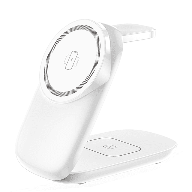 The Wireless Charger is Foldable, Mini and Portable Supporting 15W Fast Charging for Mobile Phones White