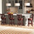 thumbnail image 2 of Gymax 26'' Counter Height Swivel Barstools Set of 4 High Backs & Footrests Solid Wood, 2 of 10