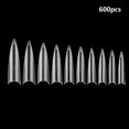 thumbnail image 1 of 600 Pcs Embouts d'Ongles Artificiels Longs en Acrylique Forme Cercueil Demi-Couvercle d'Ongles Accessoire d'Art de Manucure, 1 of 9