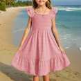 thumbnail image 2 of Tranfacy Casual Dresses for Girls,Girls Ruffle Dress,Summer Dresses Cute Double Layer Ruffle Sleeve Smocked Flowy Dress, 2 of 4