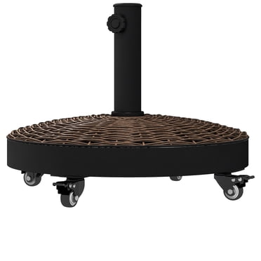 Outsunny Parasol de Patio Rond en Résine de 20,5 Pouces avec Base et Roues Freinées