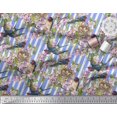 thumbnail image 2 of Soimoi Rayon Fabric Bird,Stripe & Periwinkle Floral Fabric Prints by Yard 56 Inch Wide, 2 of 3