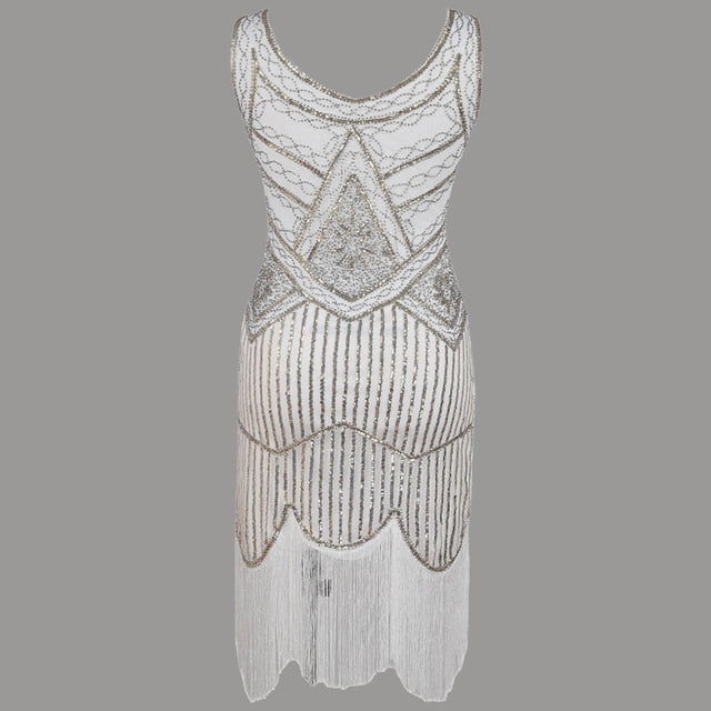 Gspmoly Robes pour Femmes, Grande Taille Vintage Années 1920 Flapper à Franges Superbe Soirée Fête Cocktail Robe Cocktail Robe Offres des Fêtes