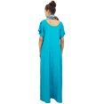 thumbnail image 4 of Bimba Robe Maxi pour Femme à Ourlet Asymétrique Turquoise avec Poches Brun avec Foulard-14, 4 of 6